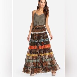 Johnny Was Wilhemina Tiered Mesh Maxi Skirt